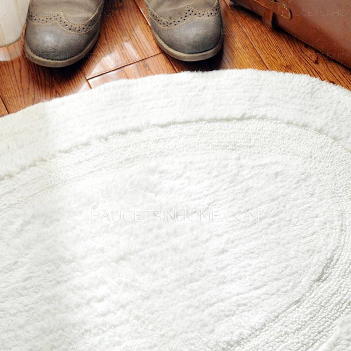 Simple White Oval Shaped 23.6*35.4 Inch Bathroom Rug