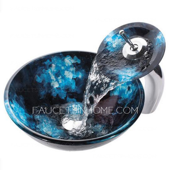 Black And Blue Basin Sinks Designed Single Bowl With Faucet