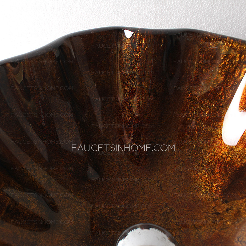 Brown Bath Sinks Lotus Leaf Shape Single Bowl With Faucet