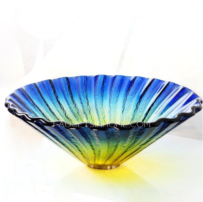 Blue And Yellow Glass Vessel Sinks Single Bowl Mediterranean Style