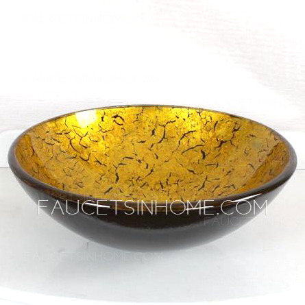 Gold Round Glass Bath Sinks Pattern Single Bowl Luxury