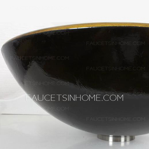 Gold Round Glass Bath Sinks Pattern Single Bowl Luxury
