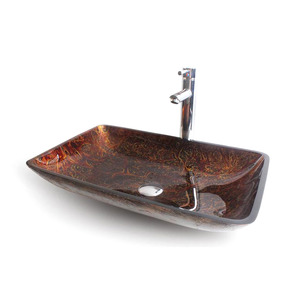 Dark Brown Glass Vessel Sinks Single Bowl Designed Style