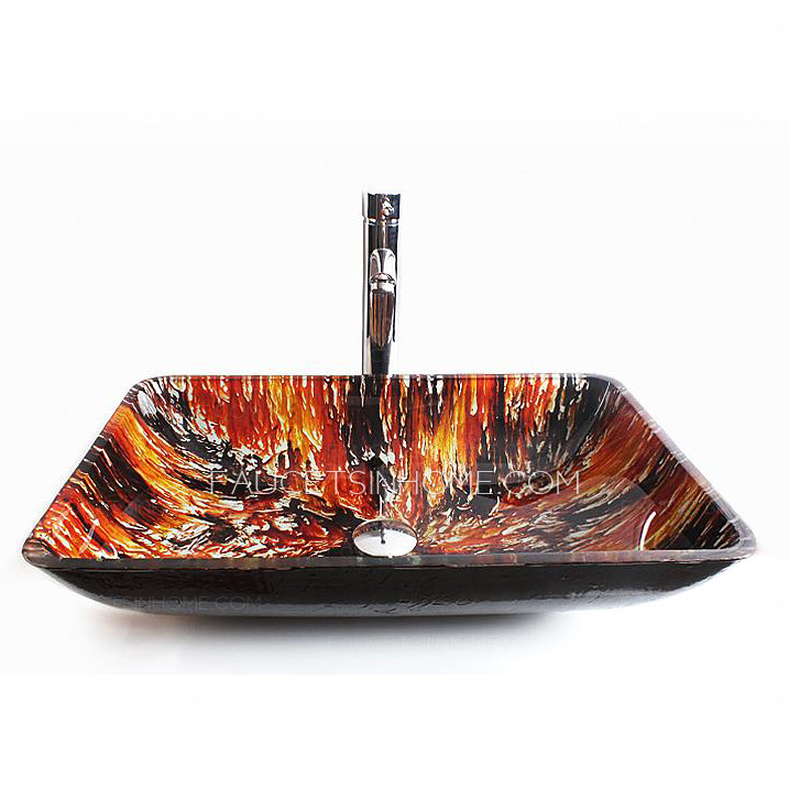 Black Rectangle Bath Sinks Single Bowl Artistic Style