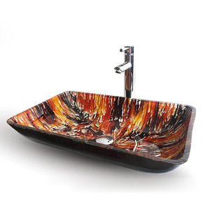 Black Rectangle Bath Sinks Single Bowl Artistic Style