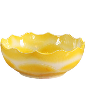 Yellow Round Porcelain Bath Basins Wave Shape Single Bowl