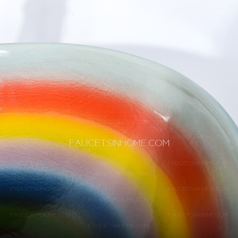 Rainbow Porcelain Bathroom Vessel Sinks Single Bowl