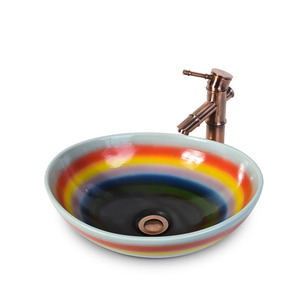 Rainbow Porcelain Bathroom Vessel Sinks Single Bowl