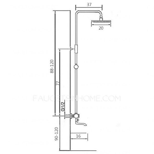 Antique Brushed Brass Wall Mount Thermostatic Exposed Outdoor Shower Sets