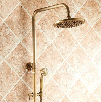 Antique Brushed Brass Wall Mount Thermostatic Exposed Outdoor Shower Sets