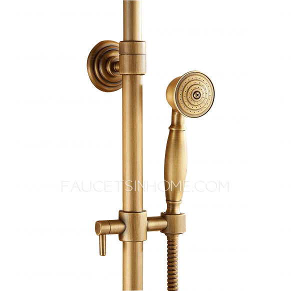 Antique Brushed Brass Wall Mount Thermostatic Exposed Outdoor Shower Sets