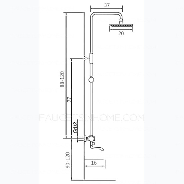 Antique Brushed Brass Exposed Outdoor Shower Faucet Set Thermostatic