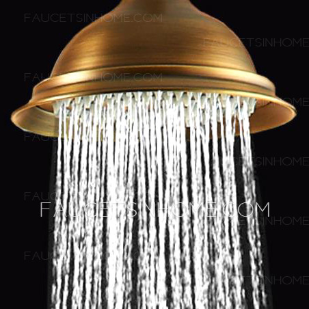 Antique Brushed Brass Exposed Outdoor Shower Faucet Set Thermostatic