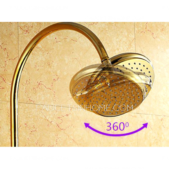 Luxury Polished Brass Thermostatic Exposed Shower Faucet Sets Wall Mount