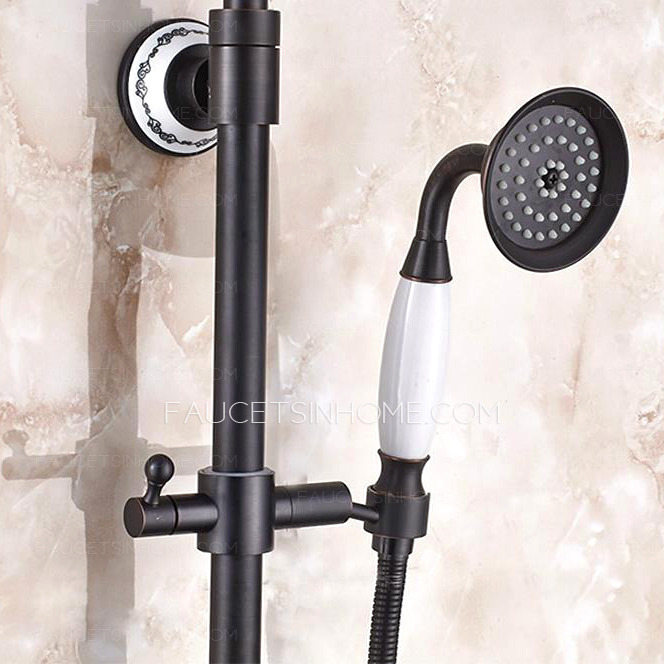 Vintage Oil-Rubbed Bronze Brass Thermostatic Exposed Outdoor Shower Faucet Sets 