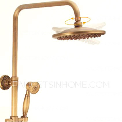 Antique Brushed Brass Thermostatic Exposed Outdoor Shower Faucet Sets