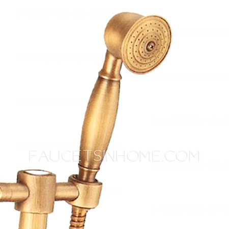 Antique Brushed Brass Thermostatic Exposed Outdoor Shower Faucet Sets