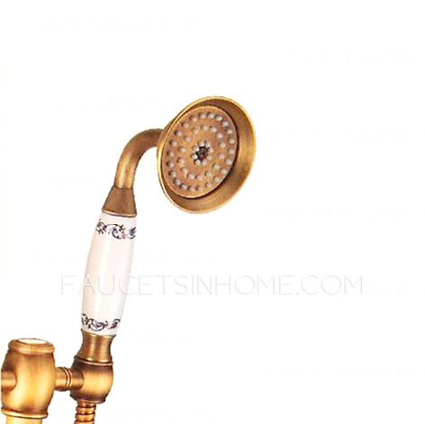 Antique Brushed Brass Exposed Outdoor Shower Faucet Sets Thermostatic