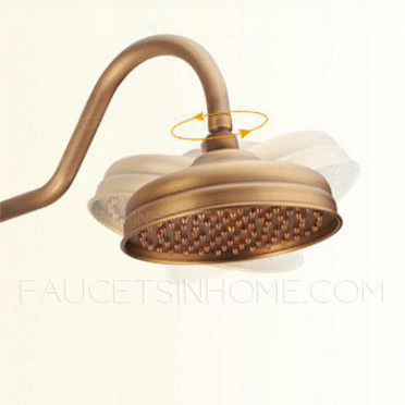 Antique Brushed Brass Exposed Outdoor Shower Faucet Sets Thermostatic