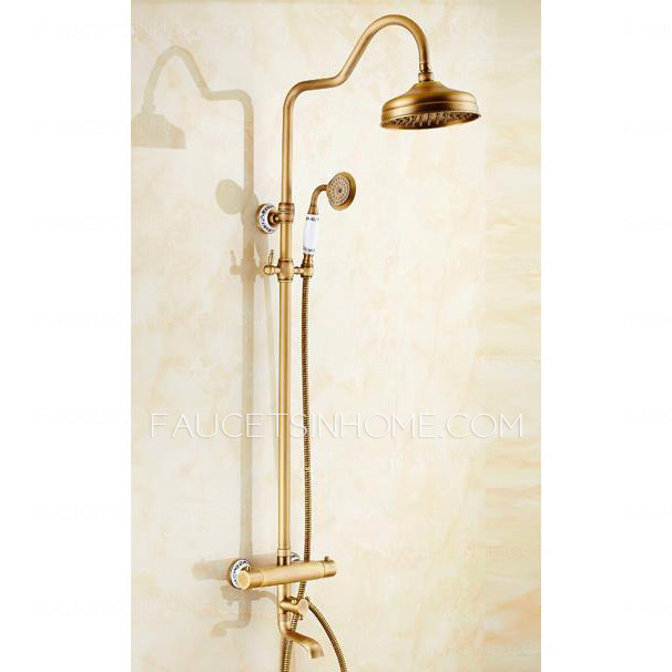 Antique Copper Brushed Thermostatic Exposed Outdoor Shower Faucets