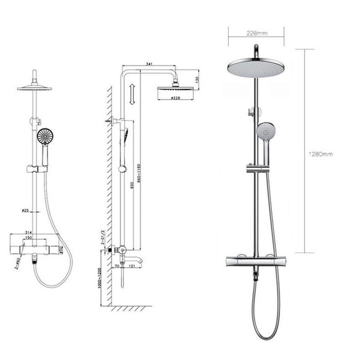 Best Electroplated Brass Thermostatic Exposed Outdoor Shower Faucets