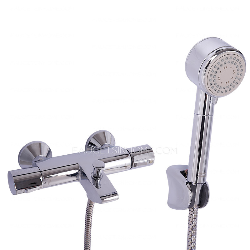 Modern Chrome Brass Wall Mount Thermostatic Exposed Shower Faucets