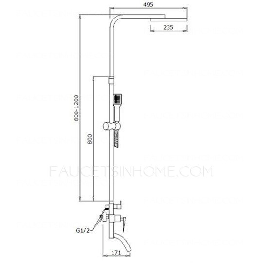 Thermostatic Chrome Brass Exposed Outdoor Shower Faucets Square 