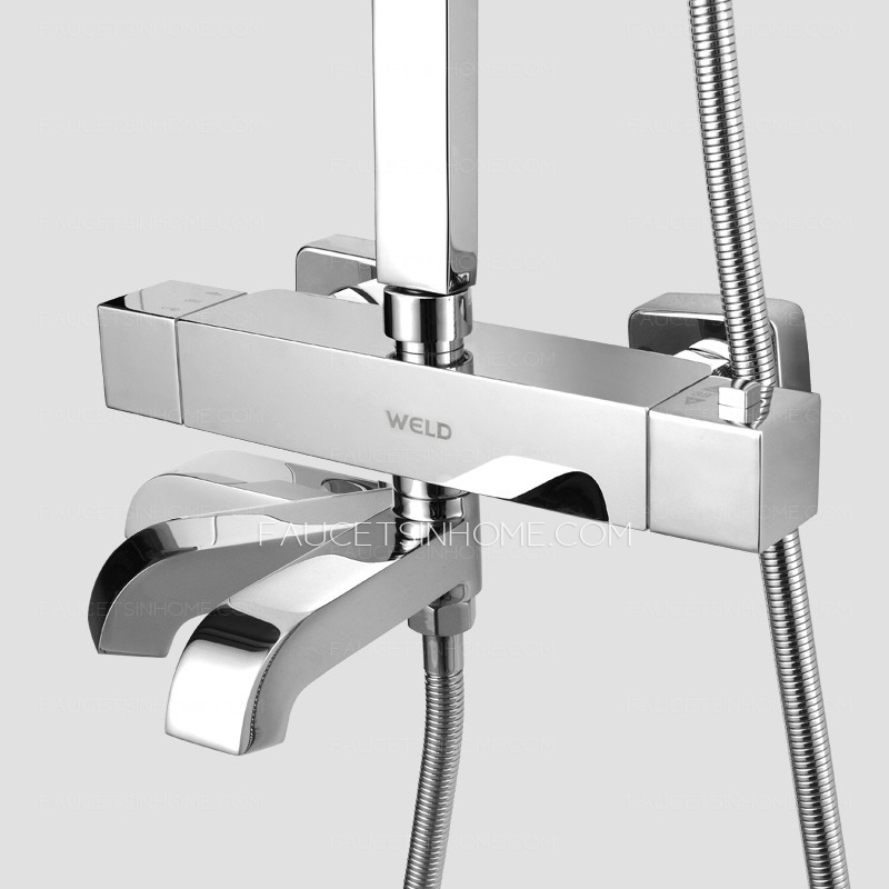 Designed Thermostatic Exposed Outdoor Shower Chrome Brass