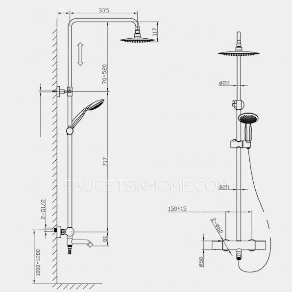 High End Thermostatic Exposed Outdoor Shower Electroplated Brass