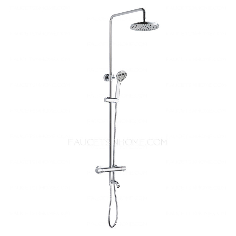 Contemporary Thermostatic Exposed Outdoor Shower Electroplated Brass