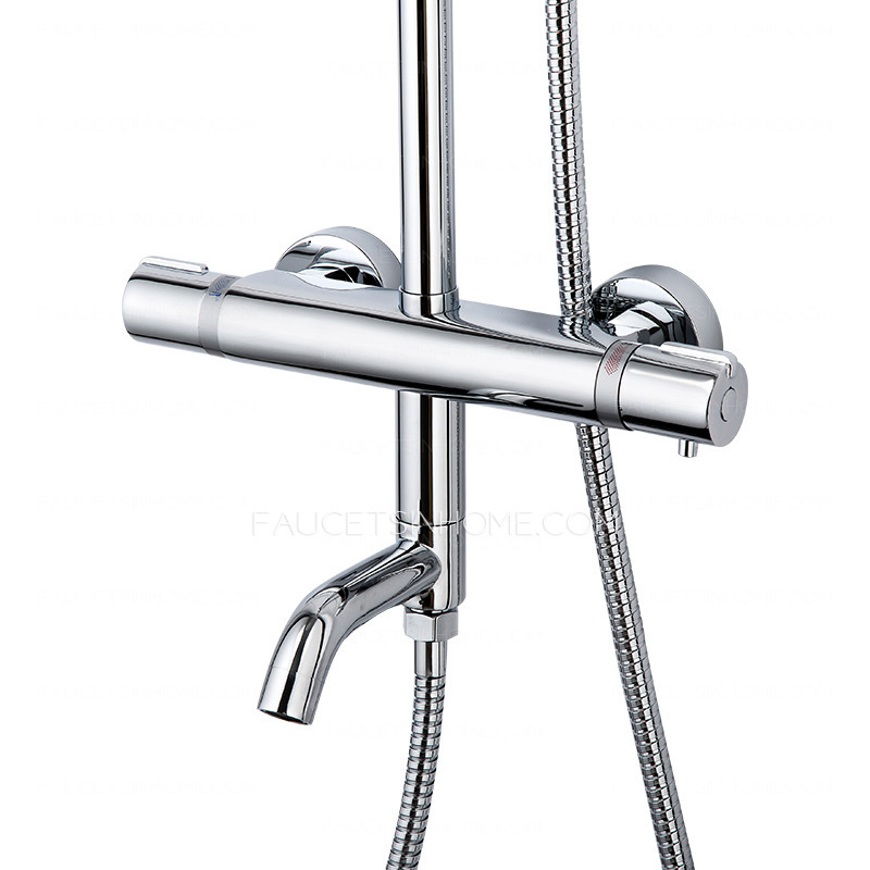Contemporary Thermostatic Exposed Outdoor Shower Electroplated Brass