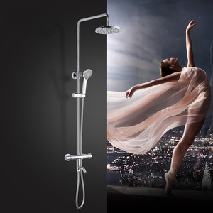 Contemporary Thermostatic Exposed Outdoor Shower Electroplated Brass