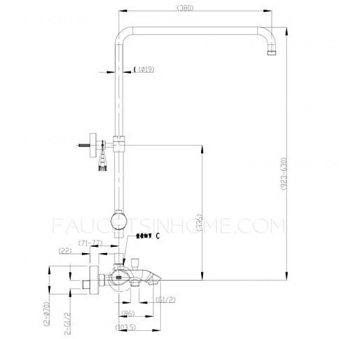 Modern Thermostatic Exposed Outdoor Shower Slim Chrome Brass