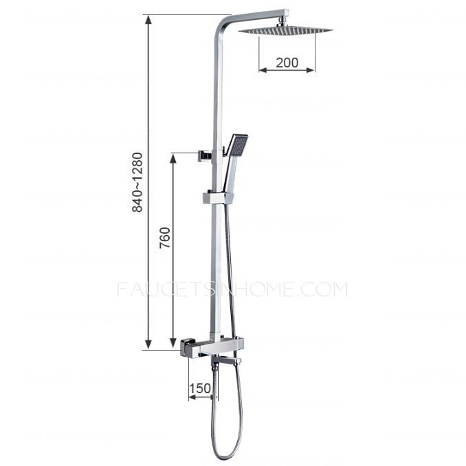 Chrome Slim Square Thermostatic Exposed Outdoor Shower Faucet