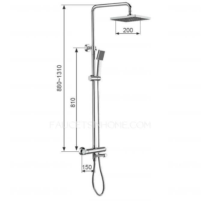 High End Square Thermostatic Exposed Shower Faucets Brass