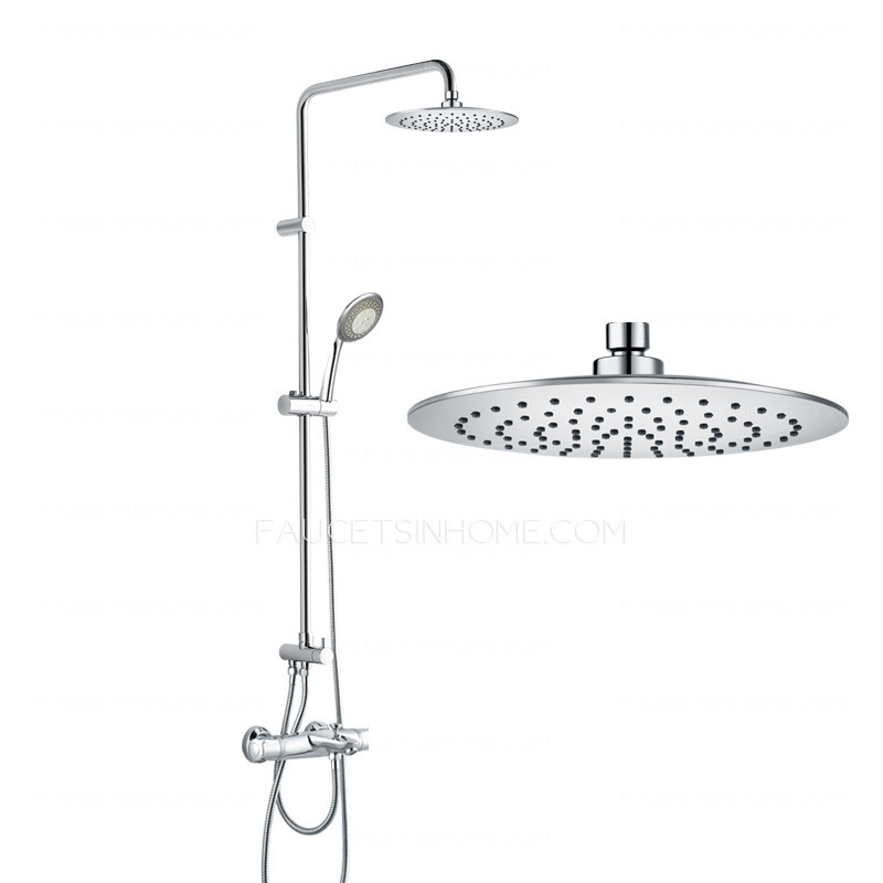 Chrome Brass Exposed Shower Faucet Sets Thermostatic Wall Mount