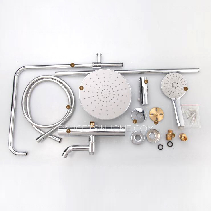 Chrome Brass Exposed Shower Faucet Set Thermostatic Wall Mount