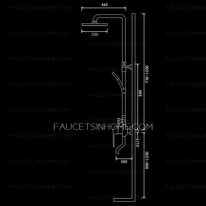 Square Electroplated Brass Thermostatic Exposed Shower Wall Mount