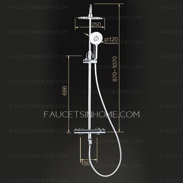Modern Thermostatic Brass Chrome Exposed Shower Faucet