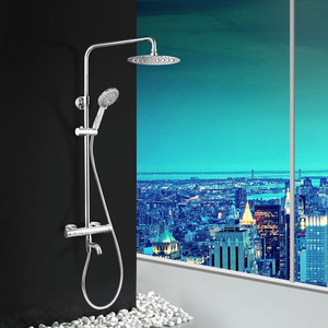 Modern Thermostatic Brass Chrome Exposed Shower Faucet