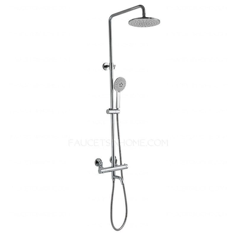 Thermostatic Exposed Outdoor Shower Faucet Sets Electroplated Brass