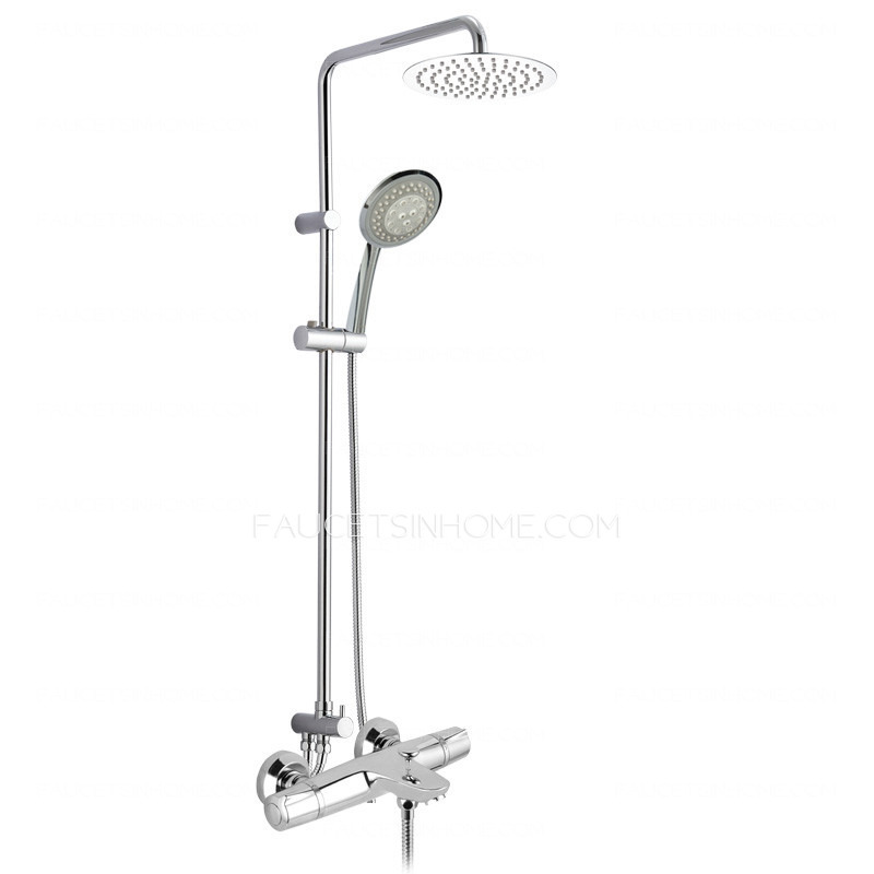 Modern Exposed Shower Faucets Brass Chrome Thermostatic Big Top Shower
