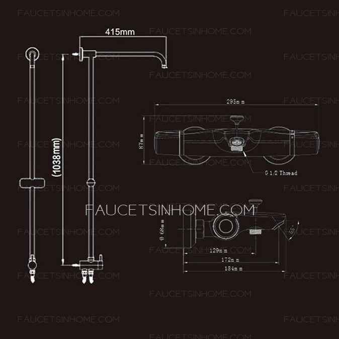 Modern Exposed Shower Faucets Brass Chrome Thermostatic Big Top Shower