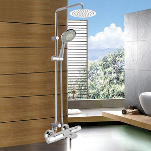 Modern Exposed Shower Faucets Brass Chrome Thermostatic Big Top Shower