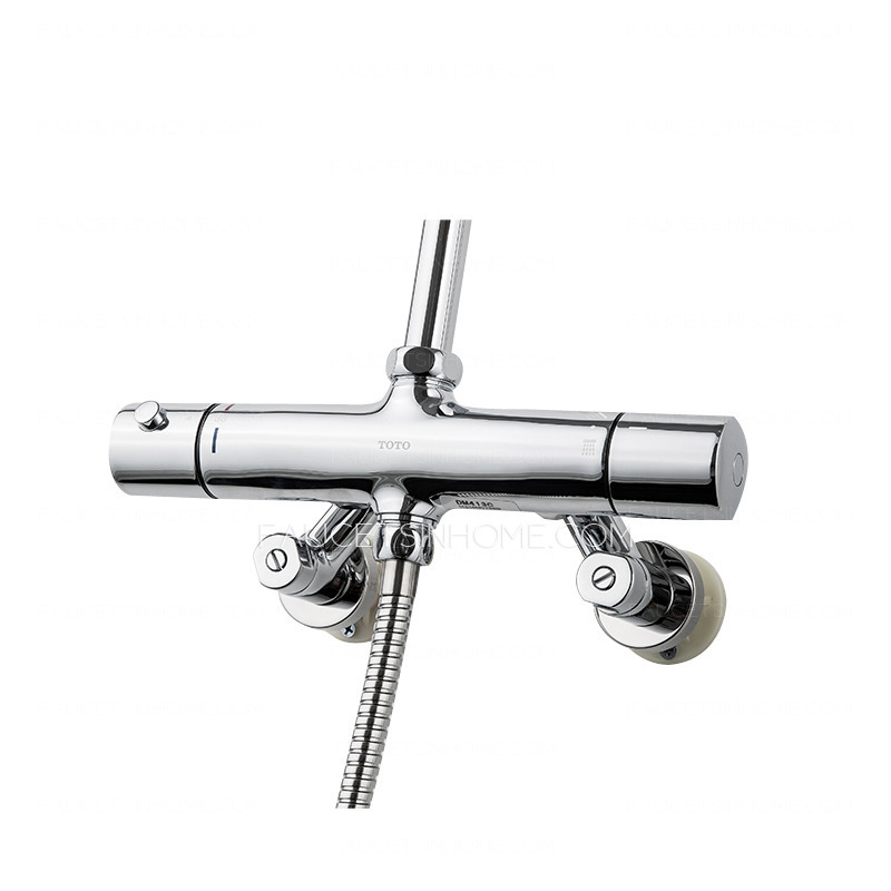 Simple Exposed Shower Faucets Electroplated Brass Thermostatic