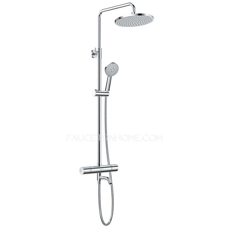 Cheap Thermostatic Exposed Outdoor Shower Faucet Sets Chrome Brass