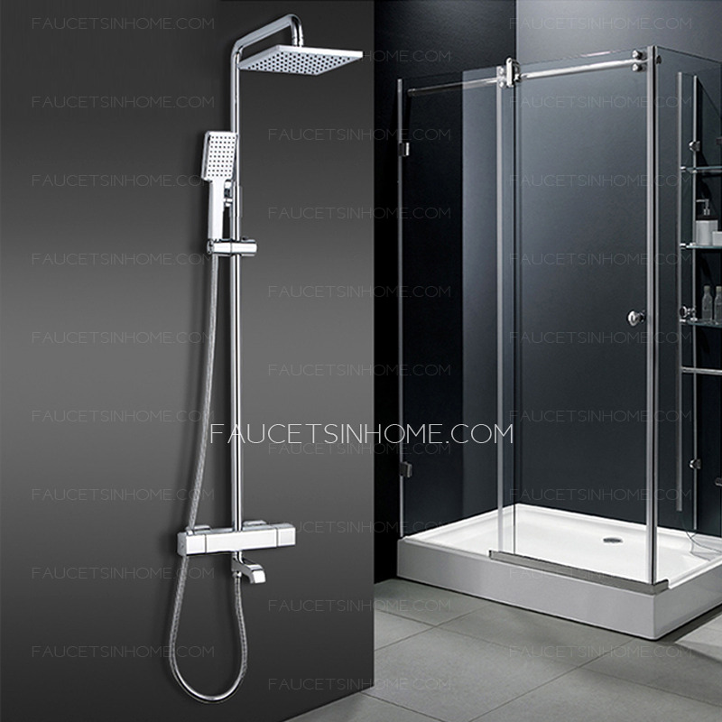 Square Shape Electroplated Brass Thermostatic Exposed Shower Faucets