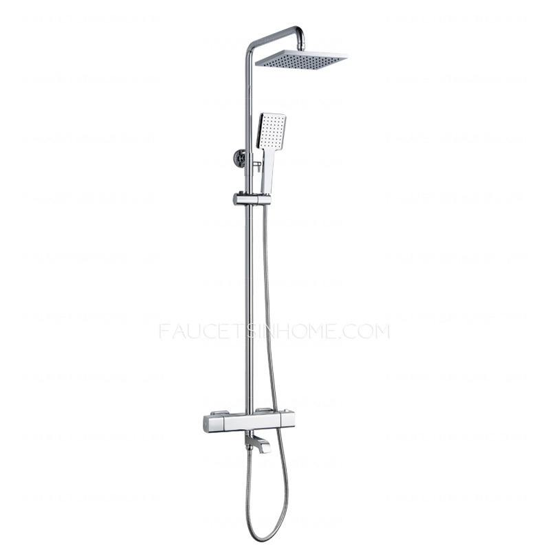 Square Shape Electroplated Brass Thermostatic Exposed Shower Faucets