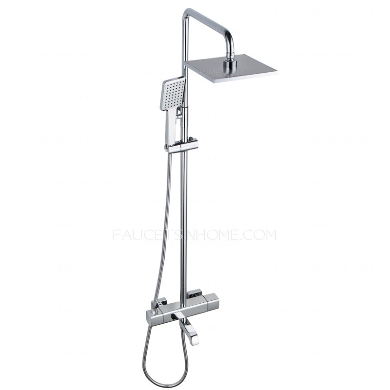 Square Shape Electroplated Brass Thermostatic Exposed Shower Faucets