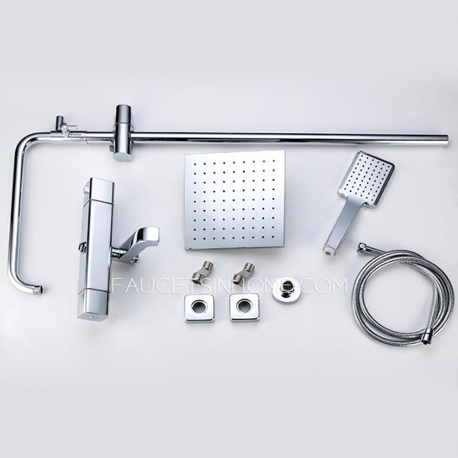 Square Shape Electroplated Brass Thermostatic Exposed Shower Faucets